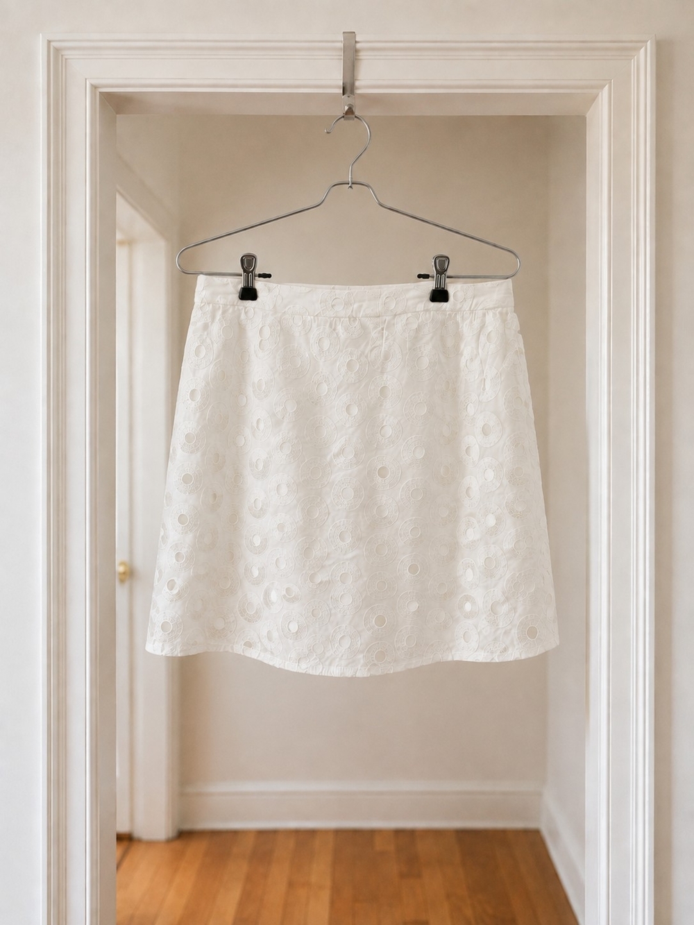 Club Monaco White Eyelet A-Line Skirt